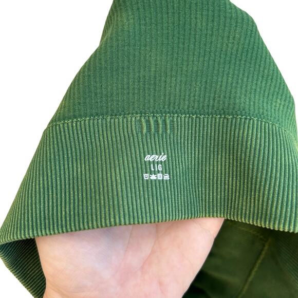 Aerie Gold Hoop Green Ribbed Crop Top Size L - Picture 3 of 4